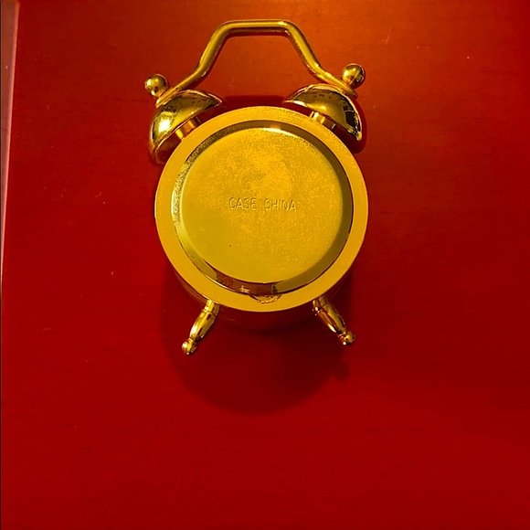 Platinum, gold plated solid brass, mini clock - Picture 2 of 4